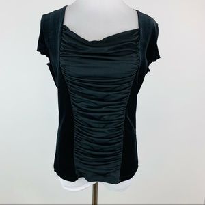 Ellen Tracy Black Ruched Top